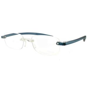 老眼鏡 超軽量フレーム シニアグラス ブルー メンズ ツーポイント ソフト老眼鏡 スクエア型 男性用...