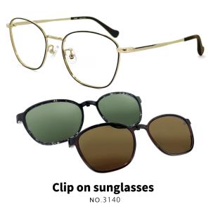 クリップオン サングラス 偏光 レンズ付き 眼鏡 3140-6 メガネ メンズ クリップオンサングラス 偏光サングラス メタル ウェリントン型 度付き対応 サングラス｜sunhat