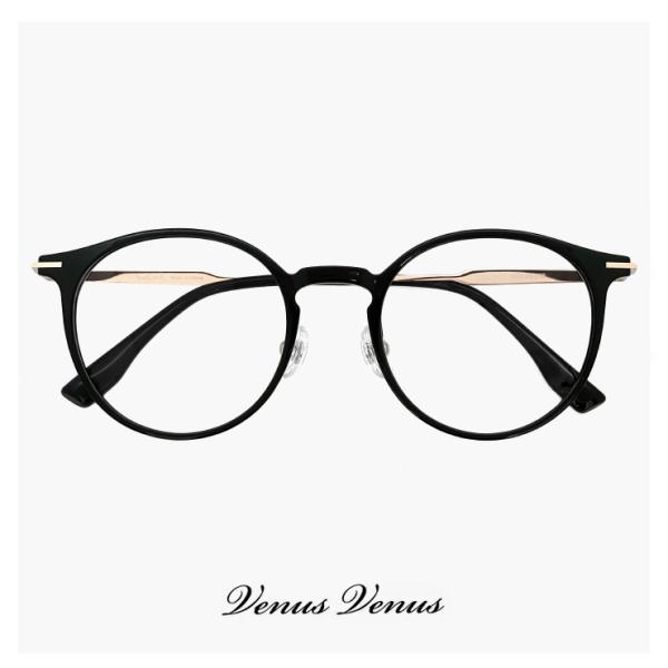 【度付き対応 レンズ付き】 丸メガネ 9612-c1 ユニセックス モデル ブラック 黒縁 黒ぶち ...