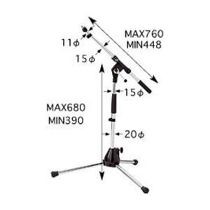 K&M 21020(ST210/2) ブームマイクスタンド シルバー K&M 21020 シルバー ブームマイクスタンド ST210/2CHROME : サン
