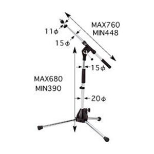 K&M ST25900 シルバー ショートブームマイクスタンド ST259/CHROME｜sunmuse