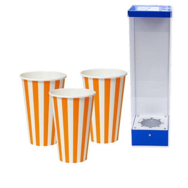 紙コップ ストライプ 360ml 12oz 100個入 ディスペンサー 付【 12オンス 東罐興業 ...