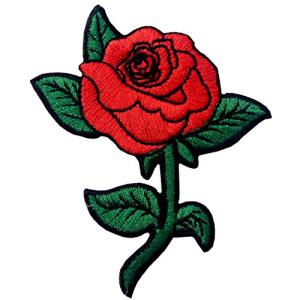 赤いバラ刺繍のバッジのアイロン付けまたは縫い付けるワッペン