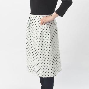 ワンタッチ 防水 エプロン ドット柄 ホワイト ...の商品画像