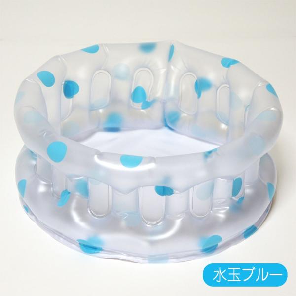 折りたたみ 携帯用洗面器(エア式) 水玉ブルー 日本製