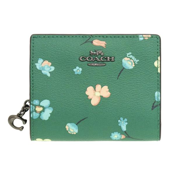 COACH C8703 ミスティカル フローラル　グリーンマルチ 折り財布　コンパクト