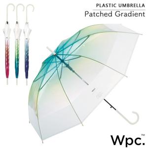 ビニール傘 雨傘 長傘 切り継ぎグラデーション  60cm レディース wpc ワールドパーティー クリア 透明 グリーン ブルー ピンク 緑 青｜sunny-style