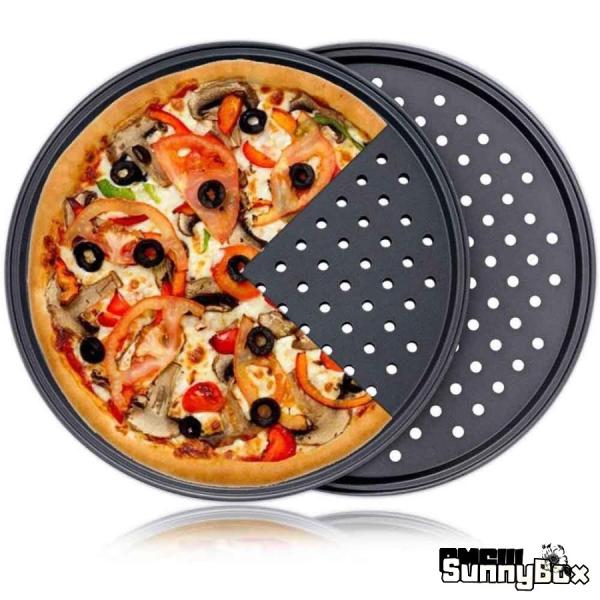 ピザプレート ピザ焼きトレー グリルパン グリル 焦げ付き防止 浅底 丸型 ピザパン 箱入り 耐熱皿...