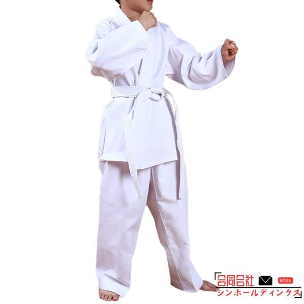 空手着3点セット 練習用 授業用 空手道衣 武術 運動スーツ 上衣 パンツ 白帯付き 子供用 大人用...