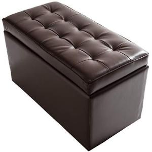 システムK 収納スツール 収納ベンチ キューブボックス 耐荷重90kg フタ一体型 ブラウン 2人掛け