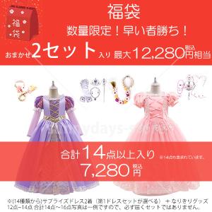 子供 福袋 2024 キッズ 2点ドレス入り 14点以上 なりきり豪華 セット エルサ アリエル ラプンツェル ベル 風 子供 ドレス プリンセス ドレス 子供服 クリスマス｜sunnydays-store