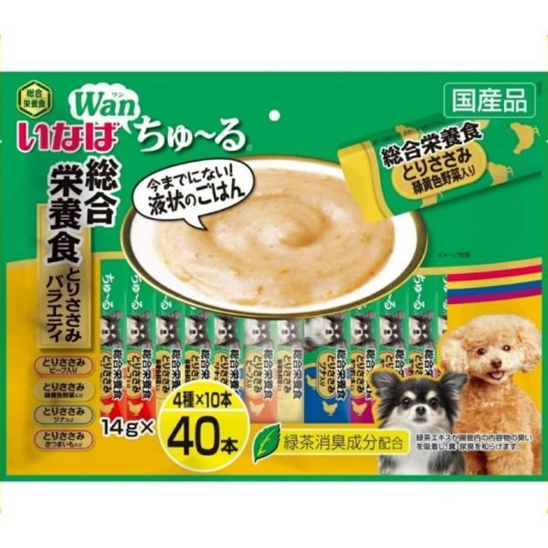 チュール 犬 総合栄養食 40本 とりささみ バラエティー ちゅーる 4種ドッグフード wan メー...