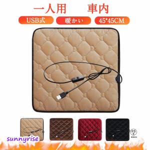 2点300円off ホットマット 一人用 ミニ ホットカーペット 45*45cm 電気 ヒーター ペット 足元 USB 椅子 座布団 キャンプ 車内 アウトドア オフィス