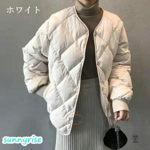 ダウンジャケット レディース ノーカラーコート...の詳細画像1