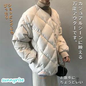 ダウンジャケット レディース ノーカラーコート...の詳細画像3