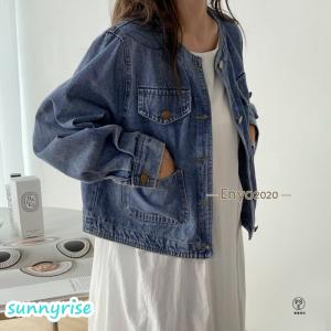 デニムジャケット レディース ノーカラー ジャ...の詳細画像5