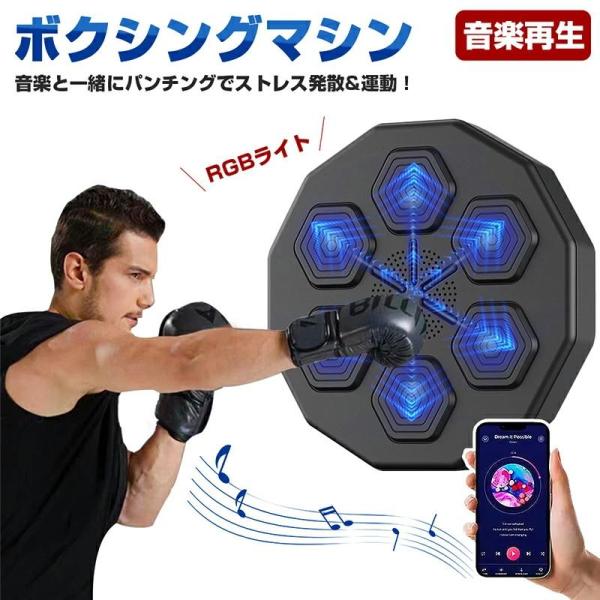 音楽ボクシングマシン スマートディスプレイ搭載 子供 大人兼用 壁掛け式 パンチングバッグ トレーニ...