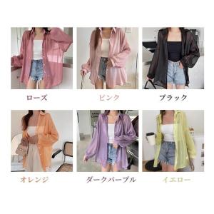 シアーシャツ 透け感 レディース ブラウス 長...の詳細画像2