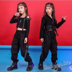 セール 在庫処分 ダンス衣装 キッズ HIPHOP ヒップホップ  女の子  子供服 カーゴパンツ ダンスウェア お揃い 軍パン ギャル  ステージ衣装 練習着 演出服　