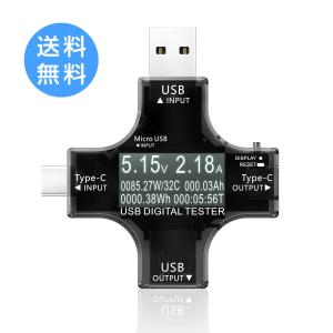 usb電圧電流チェッカー Type-C テスター 電流/電圧/抵抗/温度/通電時間など表示｜sunpunstore