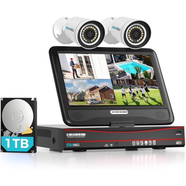 防犯カメラ　カメラ　モニター・レコーダーセット 1TB