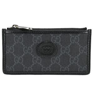 グッチ GUCCI インターロッキングG コイン カードケース フラグメントケース 697717 GGスプリーム レザー ブラック 黒 GG ロゴ 小銭入れ 財布 小物 中古