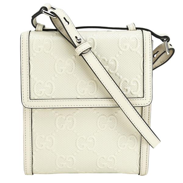 グッチ GUCCI 625782 GGエンボス メッセンジャーバッグ 625782 レザー ホワイト...