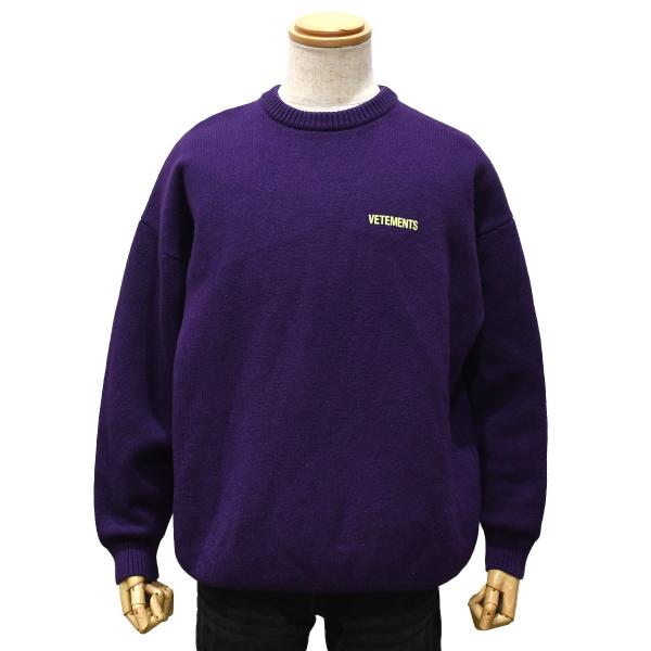 ヴェトモン VETEMENTS オーバーサイズ クルーネック ニット セーター ロゴプリント UE5...