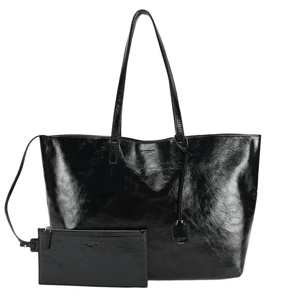 サンローラン トートバッグ サック ショッピング 394195 ブラック 黒 パテントレザー ショル...