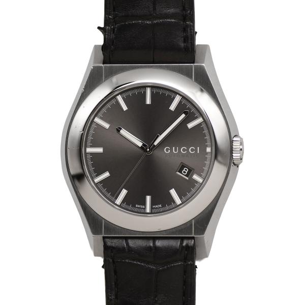 グッチ GUCCI パンテオン デイト 115.2 自動巻 レザー メンズ 紳士用 男性用 腕時計 ...