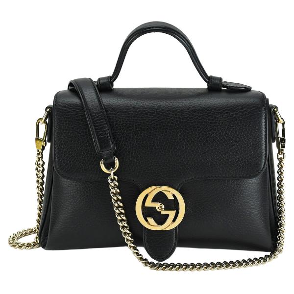グッチ GUCCI インターロッキングG 2wayハンドバッグ 510302 ブラック 黒 レザー ...