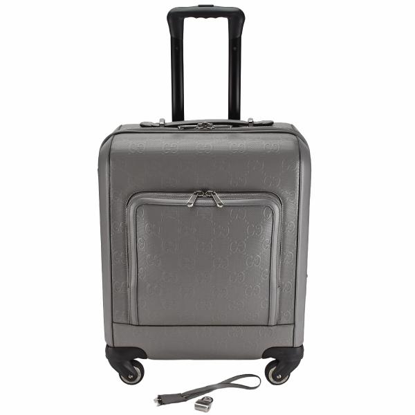 グッチ GUCCI GGエンボス キャリーケース スーツケース 451003 グレー レザー 4輪ホ...