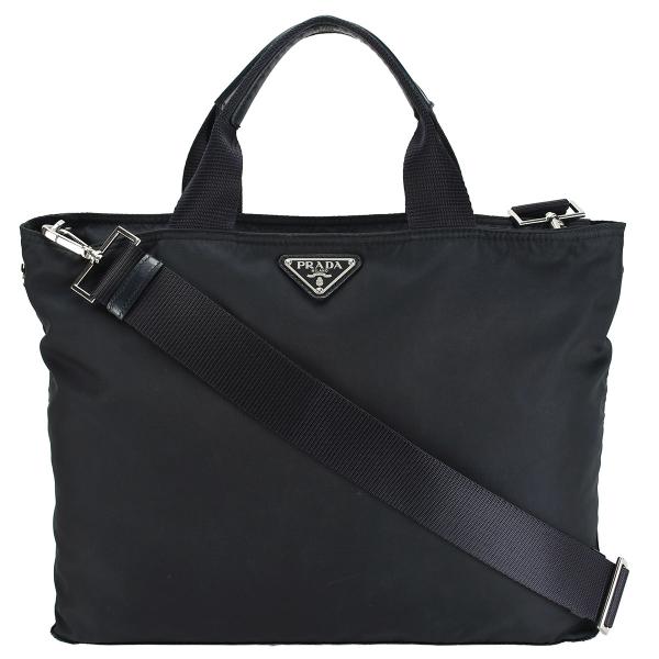 プラダ PRADA 2way トートバッグ トライアングルロゴ ネイビー ナイロン レザー 肩掛け ...