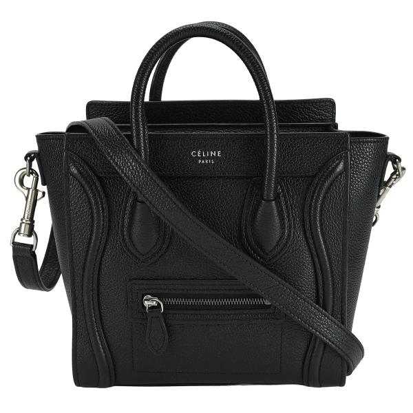 セリーヌ CELINE ラゲージ ナノショッパー 2way ハンドバッグ 168243 レザー ブラ...