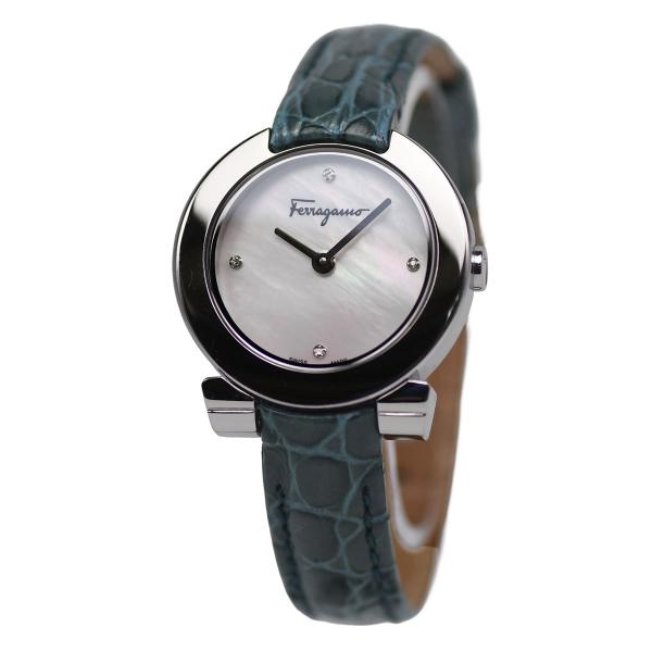 フェラガモ Salvatore Ferragamo ガンチーニ レディース クォーツ 4ダイヤ シェ...