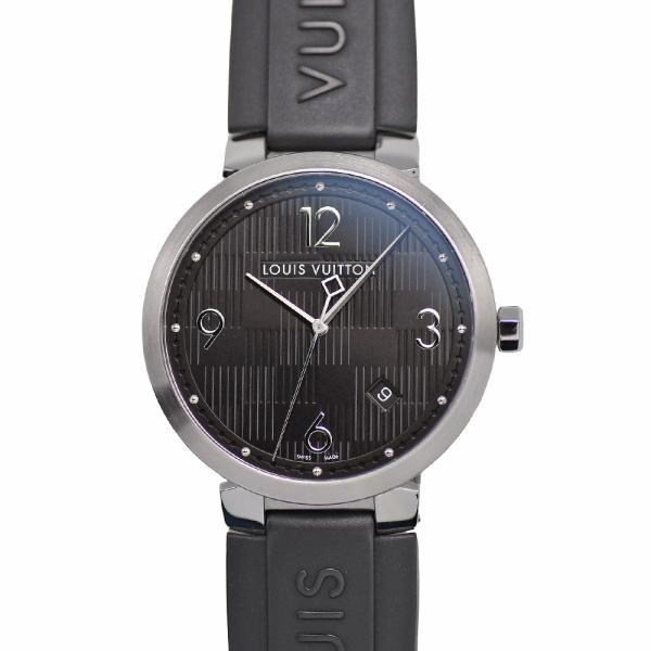 ルイヴィトン LOUIS VUITTON タンブール ダミエ Q1D00 クォーツ SS/ラバー メ...