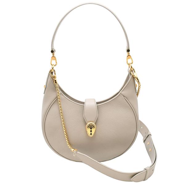 ブルガリ BVLGARI セルペンティ エリプス 2Way ハンドバッグ 291953 グレー レザ...