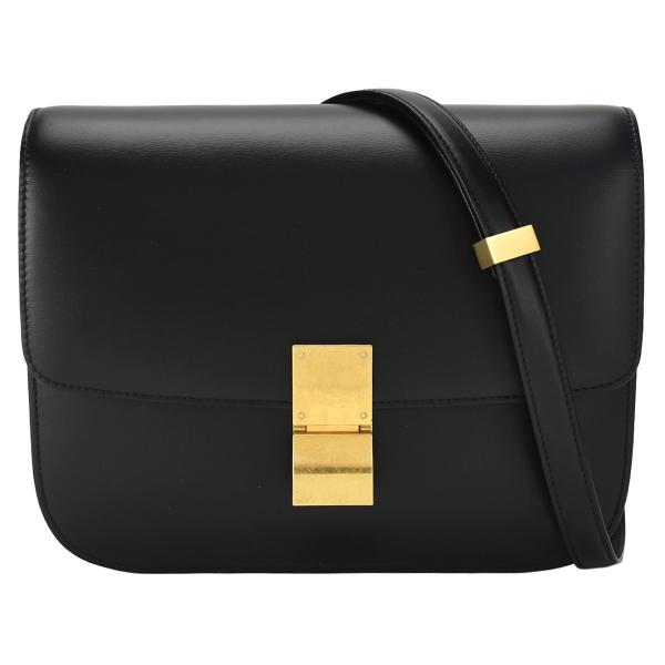 セリーヌ CELINE クラシックボックス ミディアム ショルダーバッグ 164173 レザー ブラ...