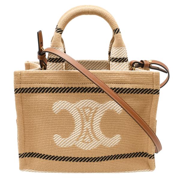 セリーヌ CELINE スモール カバ タイス 2way トートバッグ キャンバス ベージュ ブラッ...