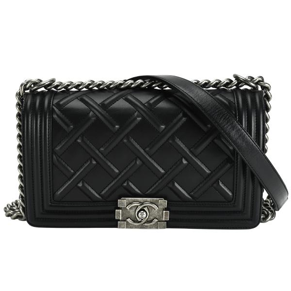 シャネル CHANEL ボーイシャネル チェーンショルダーバッグ A67086 ブラック レザー シ...