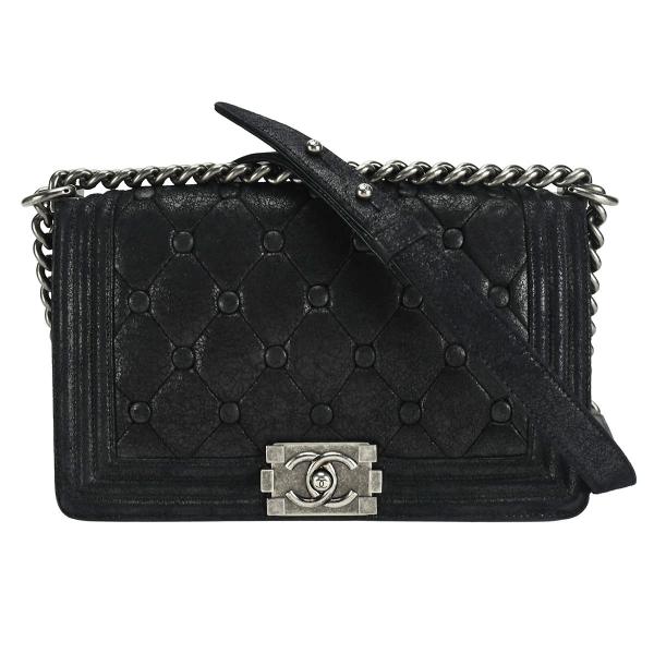 シャネル CHANEL ボーイシャネル チェーンショルダーバッグ A67086 ブラック スエード ...