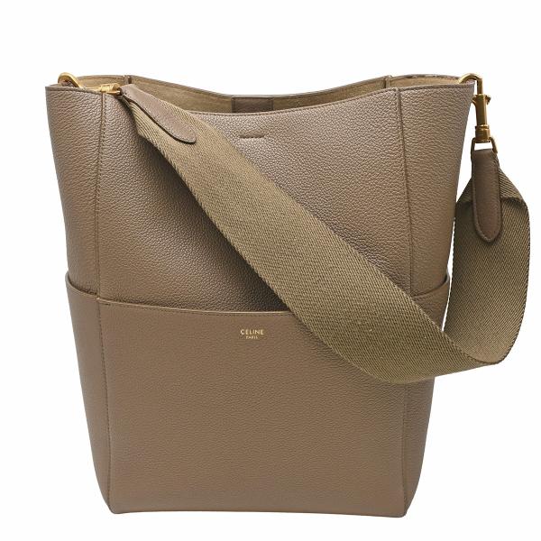 セリーヌ CELINE サングル バケット ショルダーバッグ 肩掛け トートバッグ レザー グレー ...