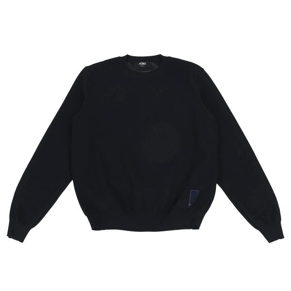 フェンディ FENDI ニット セーター ロゴ クルーネック 長袖 トップス レーヨン ポリエステル...