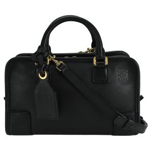 ロエベLOEWEアマソナ28・ブラック・ゴールド金具　ストラップ付き ロエベ アマソナ28 ストラップ付 レザー黒 ハンドバッグ