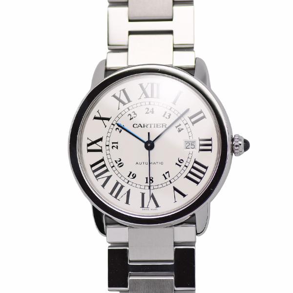 カルティエ Cartier ロンドソロ XL オートマティック メンズ 自動巻 デイト シルバー文字...