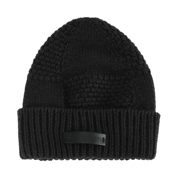 ルイヴィトン LOUIS VUITTON ダミエ ビーニー ニットキャップ ニット帽 帽子 ロゴタグ...