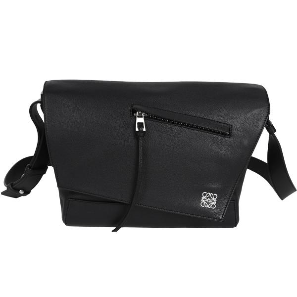 ロエベ LOEWE アントン メッセンジャー ショルダーバッグ アナグラム ロゴ レザー シルバー金...