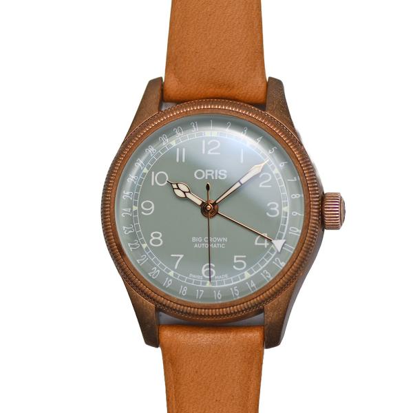 オリス ORIS ビッグクラウン ブロンズ ポインターデイト ボーイズ レディース 自動巻 グリーン...