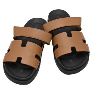 エルメス HERMES サンダル シプレ Cypre レザーサンダル Hカット ベルクロ ストラップ シューズ レザー ブラウン ブラック サイズ42