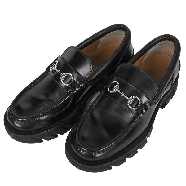 グッチ GUCCI ホースビット ローファー ラグソール シューズ 靴 メンズ レザー ブラック 黒...